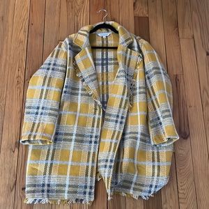 Yellow and gray plaid shacket coat